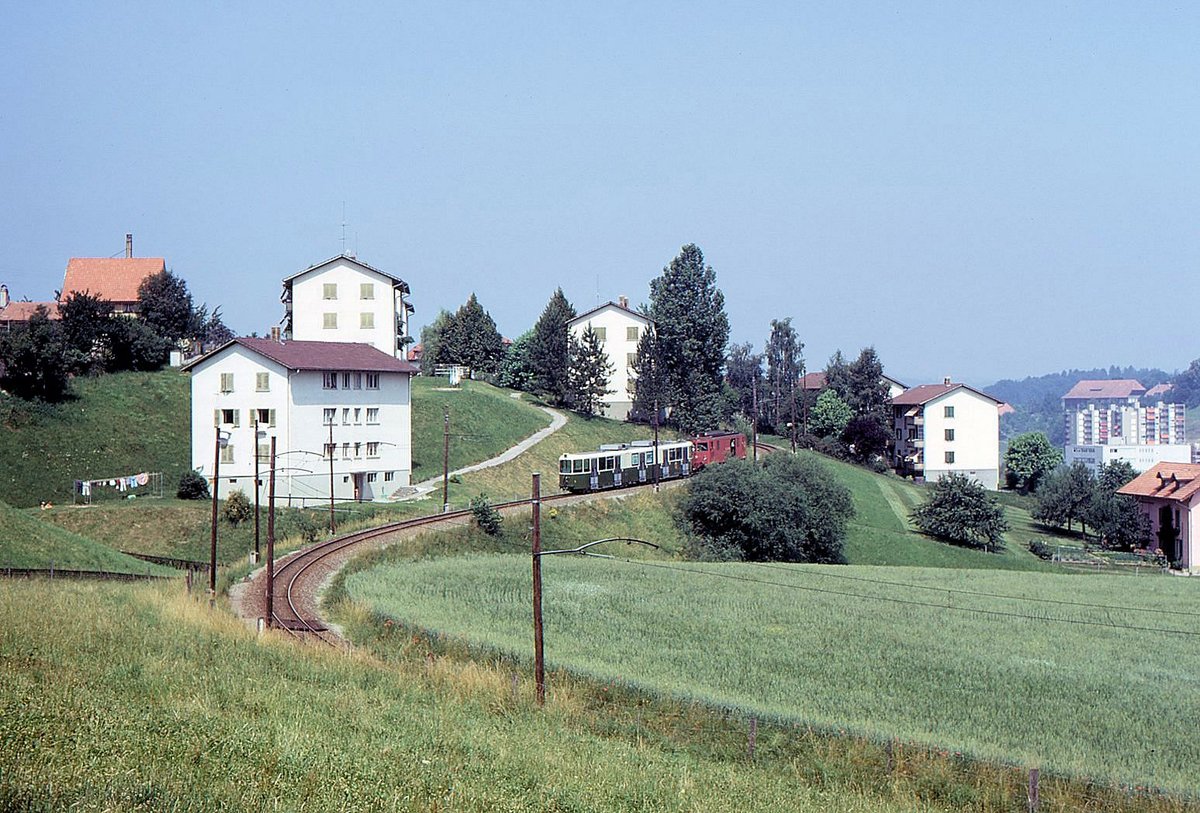 Die Ablieferung des Be8/8 13 am 28.Juni 1973: fast oben im Eyfeld. 