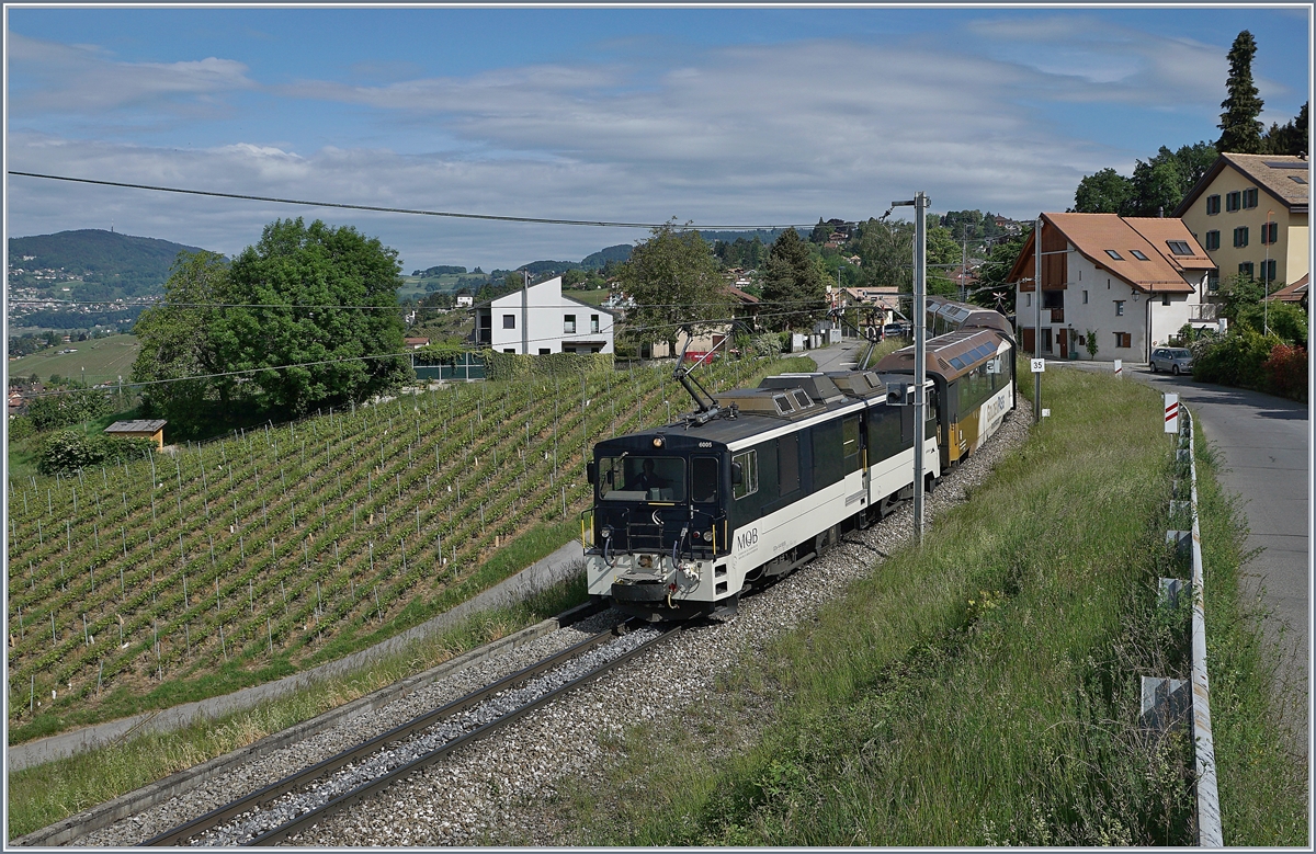 Die MOB GDe 4/4 6005 hat mit ihrem Pe 2111 ihr Ziel Montreux schon fast erreicht, als sie mit dem nun auf fünf Wagen angewachsenen Zug bei Planchamp vorbei fährt.

10. Mai 2020