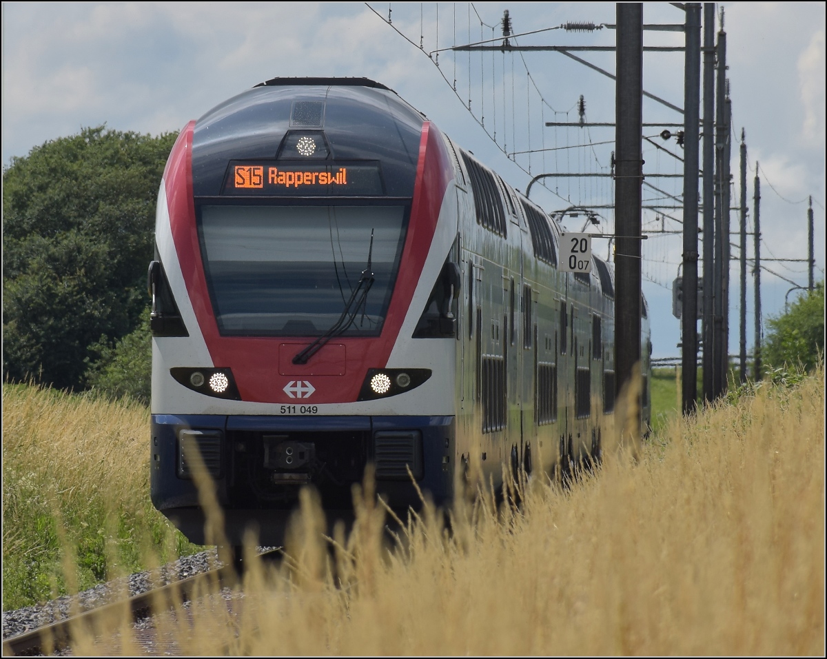 RABe 511 049 als S 15 nach Rapperswil. S�nikon Juni 2019.