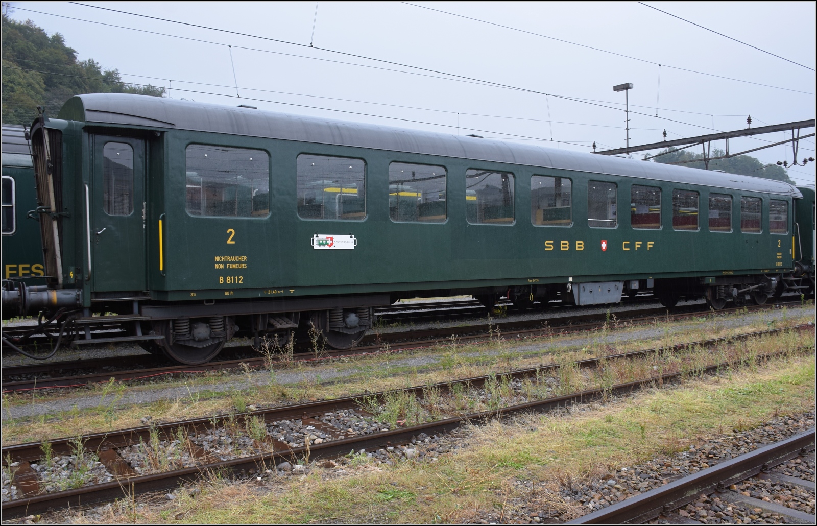 Depotfest Olten 2023.

Railvetica war mit 3 ihrer schweren Stahlwagen der SBB beim Depotfest vertreten. B 8112 wurde 1901 von der SIG in Neuhausen noch vor der Gr�ndung der SBB gebaut. August 2023.