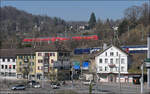 Mit Olli auf Motivsuche in Schaffhausen -     Zwei Dostos doppelstöckig unterwegs westlich von Schaffhausen.