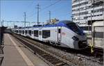 Der nigelnagelneue Régiolis tricourant Z 31501 M der SNCF scheint auf dem Weg zu Tests in der Schweiz zu sein.