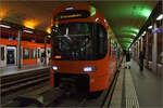 RBS-Triebzug Worbla Be 4/10 01 im RBS-eigenen Bahnhof in Bern. Januar 2026.
