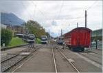 Der alte CEV  Schlierenwagen  BC  N° 21 (Baujahr 1902) bildet einen interessanten Kontrast zu den CEV MVR ABeh 2/6 Triebzügen die nun das Bild der CEV prägen.