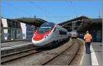 Ein Fabrikneuer ETR 610 auf Probefahrt in Lausanne.