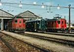 SBB: Zusammentreffen von Re 4/4 | 10006, Re 4/4 | 10001 und Re 4/4 | 10009 vor dem Depot Olten im Jahre 1997.