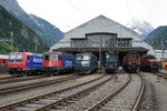 SBB:  GOTTARDO 2016 
Rund um das alte SBB Depot Erstfeld, das durch die Eröffnung des Gotthard Basistunnel leider seine grosse und langjährige Bedeutung verliert, wurde Rollmaterial aus verschiedensten Epochen ausgestellt. Lokparade mit Re 482 026-2, Re 620 033-1, Ae 6/6 11421, Ae 4/7 10976, Be 4/6 12320 und Ce 6/8 II 14253.
Foto: Walter Ruetsch  
