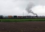 SBB/SCB: Ec 2/5 28  Genf  (1858) anl�sslich einer Sonderfahrt bei  Schlechtwetterstimmung  auf dem bereits seit mehreren Jahren f�r den Personenverkehr stillgelegten SBB-Streckenabschnitt