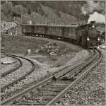 100 Jahre Brig - Gletsch: die DFB HG 3/4 N� 9 erreicht von Gletsch kommend Oberwald.
