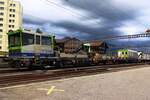 BLS 235 203 steht in Spiez am Abend von 27 Mai 2019.