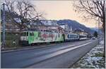 Über Nacht und noch (mindestens) bis in den Vormittag hinein stand dieser MOB  Panoramic Express  in Blonay.