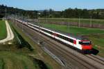 SBB: Mit EW IV Wagen verst�rkter Doppelstockpendel auf der Neubaustrecke  BAHN 2000  Mattstetten-Rothrist bei Roggwil am 26.