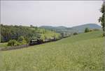 GmP mit A 3/5 705 auf der B�zbergstrecke bei Zeihen anl�sslich des Bahnparkfestes Brugg.