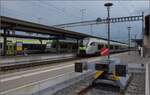 L�tschberger RABe 535 104, RABe 535 116 und Mika RABe 528 111 in Konolfingen.