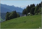 Der MVR SURF GTW ABeh 2/6 7502  Blonay  erreicht in Kürze die Gipfelstation Les Pléiades.