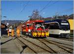 Die CEV MVR HGem 2/2 2501 mit der neune Schneefräse bei Testfahrten in Blonay.