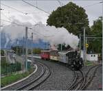 Da der zweite Dampfzug in St-Légier Gare keine Kreuzung abwarten musste, ging die Fahrt gliche weiter, die LEB G 3/3 N° und der Rhb ABe 4/4 N° 35 nehmen den Abschnitt nach Blonay in