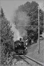 BEim Einfahrsignla von Blonay dampft die G 2x 2/2 105 Richtung Chamby.