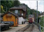 Chamby, im Hintergrund das MOB Empfangsgebäude und im Vordergrund der  neuen  Blonay-Chamby Bahnhof.