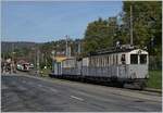  La DER de la Saison!  (Saisonabschlussfeier der Blonay-Chamby Bahn 2022) Der als LLB ABFe 2/4 N° 10 angeschriebene BCFeh 4/4 der Blonay-Chamby Bahn verlässt mit einer stilreinen LLB
