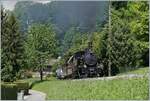 50 Jahre Blonay - Chamby; Mega Steam Festival: Die SBB HG 3/4 208 (Gastlok der BDB Ballenberg Dampfbahn) ist kurz nach Blonay mit einem Zug nach Chamby unterwegs.