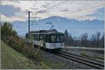 Das relativ seltene Ereignis rechtfertig noch ein letztes Bild: der MOB Be 4/4 1006 (ex Bipperlisi) ist als Regionalzug 2331 auf der Fahrt von Fontanivent nach Montreux kurz nach  Planchamp.