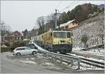 Die MOB GDe 4/4 6003 ist mit ihrem GoldenPass Classic auf der Fahrt von Zweisimmen nach Montreux und hat in Plachamp ihr Ziel schon fast erreicht.