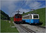 Der Bhe 2/4 203 begegnet in Jaman dem Hem 2/2 12.