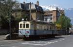 ABFe 4/4 2 der ASD im Mai 1980 kurz vor der Endstation auf dem Bahnhofsvorplatz in Aigle.
