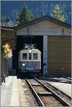 Der ASD BCFe 4/4 N° 1 begibt sich in Les Diablerets bis zur Rückfahrt in Döpôt.