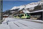 Der TPC ASD ABe 4/8 471 wartet in Les Diablerets auf die baldige Abfahrt nach Aigle.