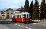 BDe 4/4 112 der AOMC ist im Mai 1980 zwischen Monthey und Collombier-Muraz unterwegs.