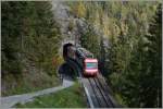 Der neue Stader TMR BDeh 4/8 N� 71 zwischen Le Tr�tien und Finhaut.