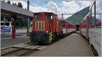Da auf der steilen Schöllenen Bahn die Anhängelast begrenzt ist, werden jeweils in Andermatt die von Visp kommenden Verstärkungswagen abgehängt und dann gleich dem Gegenzug