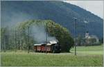 Die Furkabahn HG 3/4 der Blonay - Chamby Bahn mit einem Dampfzug kurz vor Oberwald.
