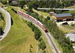 Deh II 92 Realp zwischen dem Bahnhof und der Kreiskehre von Grengiols.