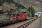 Noch einmal die MGB Ge 4/4 81, die auf der westlichen Seite ein Walliser Wappen tr�gt.