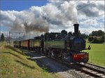 Doppeltraktionsfahrt von La Traction mit den portugiesischen Dampfloks G 2/3 + 3/3 E 206 und G 2x 2/2 E 164 im August 2016.