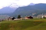 Im Mai 1981 ist ein BDeh 4/4 der Wengernalpbahn bei Wengen unterwegs