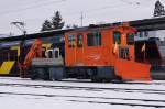 ASm: Tm 2/2 141 mit Schneepflug auf dem Bahnhof Langenthal am 28.
