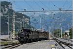Schweizer Dampftage Brienz 2018: Die SBB Brünig Talbahn Dampflok G 3/4 208 der Ballenberg Dampfbahn erreicht Meirinen, hier noch mit dem Kamin Richtung Osten, anschliessend wurde die Lok auf der
