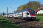 SBB: RE Biel-Bern mit Doppelstock Niederflurzug RABe 511 von Stadler Rail bei Busswil am 19.