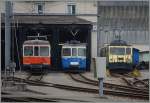 Bunte MOB: ex SNB Be 4/4, MOB ABDe 8/8 und eine GDe 4/4 im Depot-Areal von Montreux.