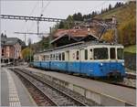 Der MOB ABDe 8/8 4001 SUISSE auf einer Sonderfahrt von Montreux Richtung Berner Oberland in Les Avants.