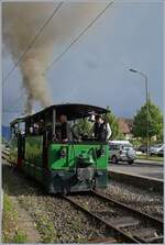50 Jahre Blonay - Chamby; Mega Steam Festival: Als eine der Gastdampflok ist die TS 60 (1898) zur Feier angereist; hier dampft sie mit der G 2/2 N° 4 in Blonay.